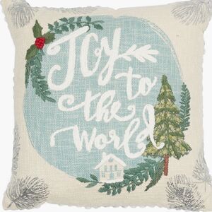 NEW ENVOGUE Joy to the world embroidered throw pillow